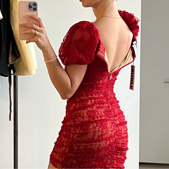 Rotate Enya Dress Red - Picture 2 of 6